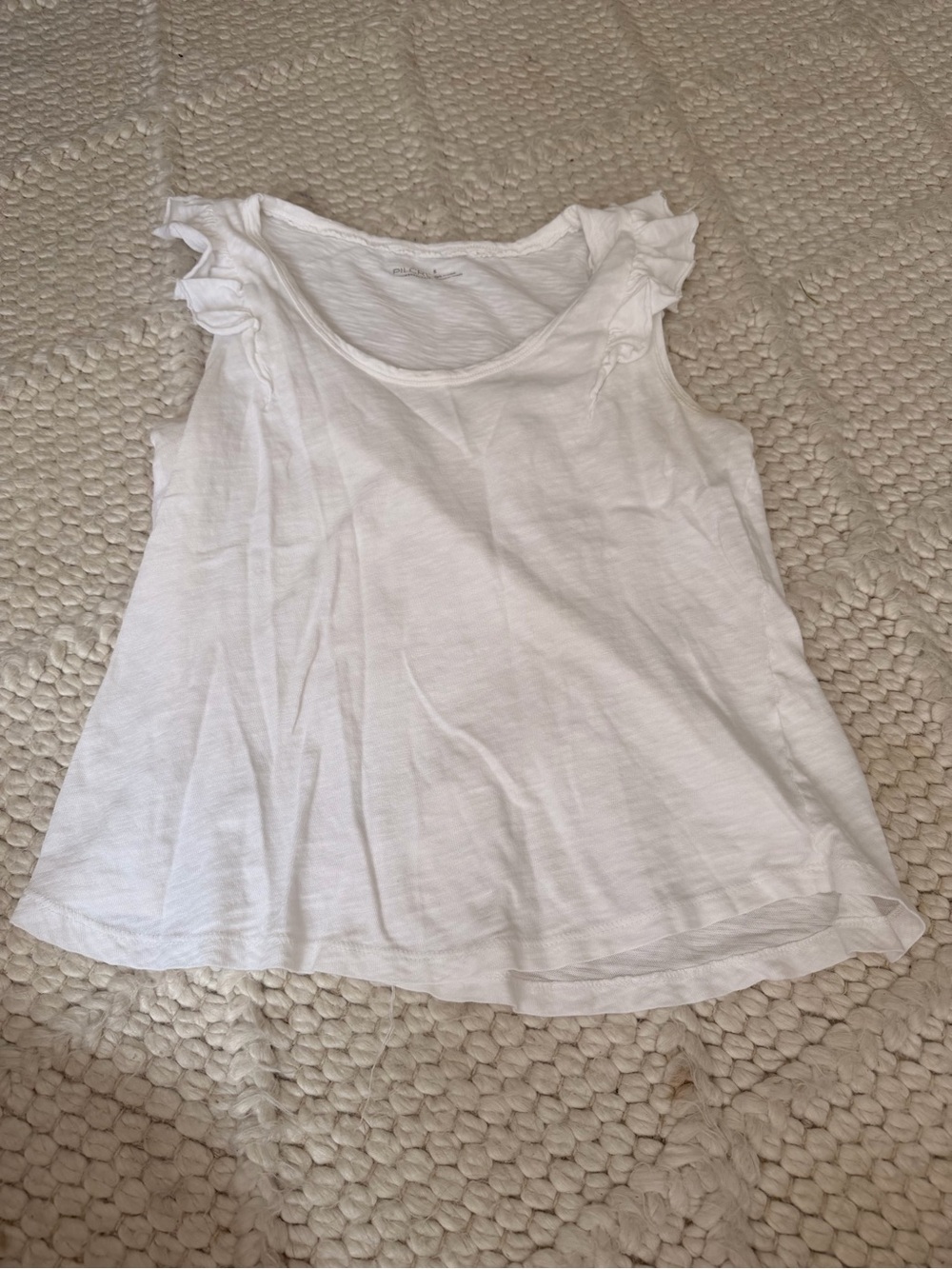 Anthropologie White Ruffle Sleeve Tank Top